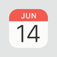 Jun 14 icon isolated on background. Calendar symbol modern, simple, vector, icon for website design, mobile app, ui. Vector Illustration