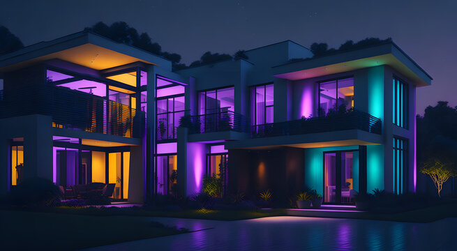 Modern villa with bluetooth smart lighting