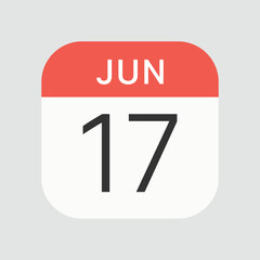 Fototapeta premium Jun 17 icon isolated on background. Calendar symbol modern, simple, vector, icon for website design, mobile app, ui. Vector Illustration