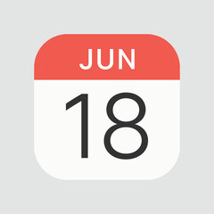 Jun 18 icon isolated on background. Calendar symbol modern, simple, vector, icon for website design, mobile app, ui. Vector Illustration