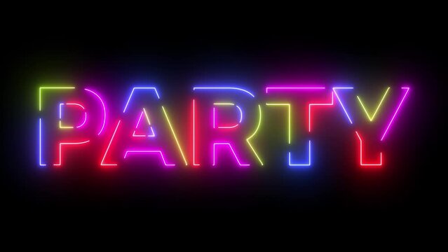 Party colored text. Laser vintage effect. Infinite loopable