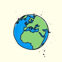 Hand Drawn Globe Planet Doodle