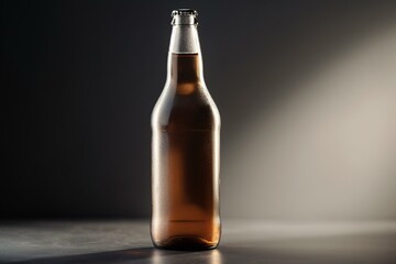 Unlabeled beer bottle on white background. Generative AI