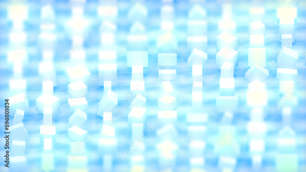 Poster beautiful soft lighting geometrical blue blocks - abstract 3d rendering