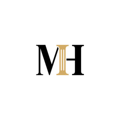 Letters MH and Pillar Logo Theme 01