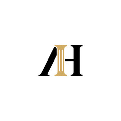 Letters AH and Pillar Logo Theme 01