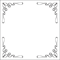 Elegant black and white monochrome ornamental border for greeting cards, banners, invitations. Vector frame for all sizes and formats. Isolated vector illustration.	
