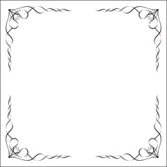 Elegant black and white monochrome ornamental border for greeting cards, banners, invitations. Vector frame for all sizes and formats. Isolated vector illustration.	
