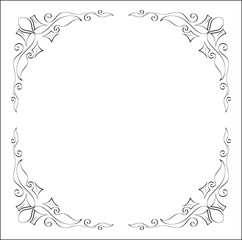 Elegant black and white monochrome ornamental border for greeting cards, banners, invitations. Vector frame for all sizes and formats. Isolated vector illustration.	