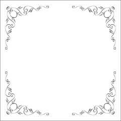 Elegant black and white monochrome ornamental border for greeting cards, banners, invitations. Vector frame for all sizes and formats. Isolated vector illustration.	