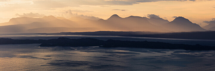 The Torridon Hills Panoramic from the Isle of Skye, Mountain Seascape
