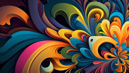 Vibrant Fractal-Inspired Explosion, Color & Light, Swirling Patterns, Energetic Abstract Wallpaper, Toon Shading, Flat Colors, Simplified Shapes, Bold Outlines, Soft Shadows, Generative AI