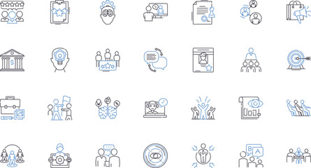 Commercial federation line icons collection. Federation, Commerce, Businesses, Collaboration, Alliance, Industries, Partnerships vector and linear illustration. Membership,Professionalism,Collective