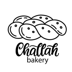 Challah bread line icon logo illustration isolated