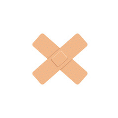 Crossed medical plasters, flat vector illustration isolated on white background.