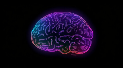 Human Brain with Neon Lights, Neuro Transmitters 