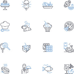 Haute Cuisine line icons collection. Michelin, Gourmet, Culinary, Extravagant, Delicacy, Fine dining, Artisanal vector and linear illustration. Exquisite,Fusion,French outline signs set
