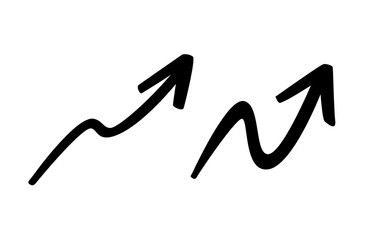 Set black arrow hand drawn collection