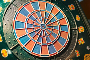 Close-up of a dartboard with darts hitting the bullseye