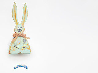 Wooden rabbit. Easter concept.