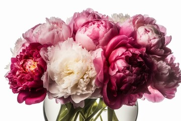 Transparent background bouquet of peonies for invitations, decorations, stickers and more. Generative AI