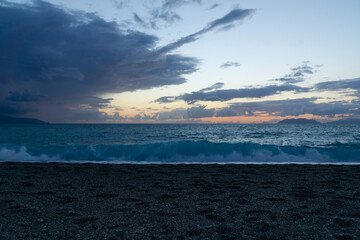 Obraz premium Sicilian italy island beautiful sunset with blue orange sky