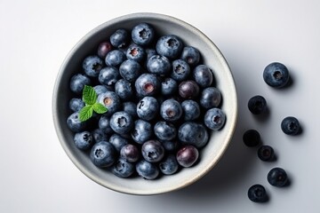 Blueberry in white bowl. Ingredients for juice, salad, dishes. 