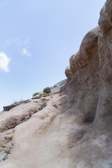 trekking path of a vulcano island at milazzo italy sicily island on sunny day