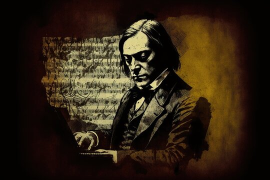 Artistic representation of schumann, concept of Musician and Composer, created with Generative AI technology