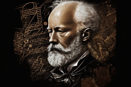 Artistic representation of tchaikovsky, concept of Art and Music, created with Generative AI technology