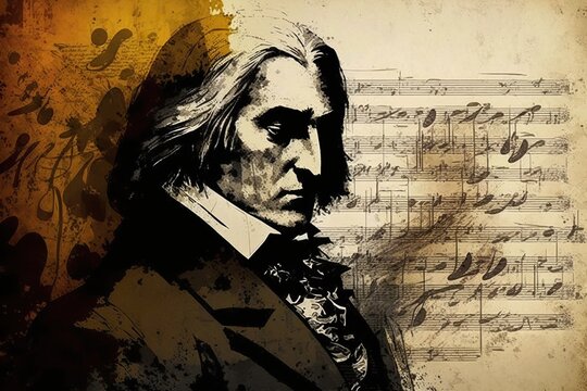 Sheet music by liszt, concept of Musical composition and Classical music, created with Generative AI technology