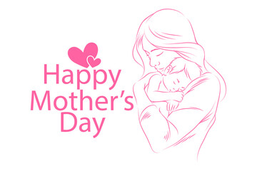 Vector background of hand drawn mother with baby.
Mother's day illustration vector