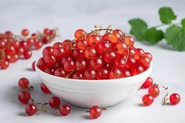 Currant in white bowl. Ingredients for juice, dessert, salad, dishes. 