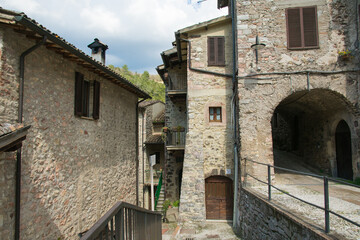 Fototapeta na wymiar View of the old center of Scheggino town in Valnerina, Umbria, Italy