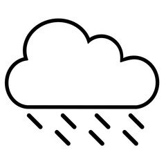 Minimalist illustration of a rain cloud. Simple shape with lines representing rainfall below, representation of weather condition.