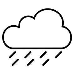 Cloud with rain falling beneath. Minimalist vector weather phenomenon design with outlines. Common weather symbol indicating precipitation.