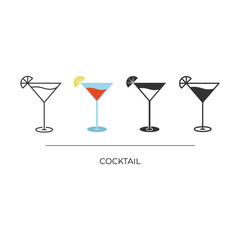 Cocktail Icon Set Vector Design.