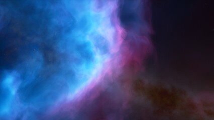 Space background with realistic nebula and shining stars. Colorful cosmos with stardust and milky way. Magic color galaxy. Infinite universe and starry night. 3d render
