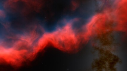 nebula gas cloud in deep outer space, science fiction illustration, colorful space background with stars 3d render
