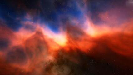 nebula gas cloud in deep outer space, science fiction illustration, colorful space background with stars 3d render
