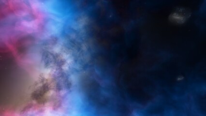 Naklejka premium nebula gas cloud in deep outer space, science fiction illustration, colorful space background with stars 3d render