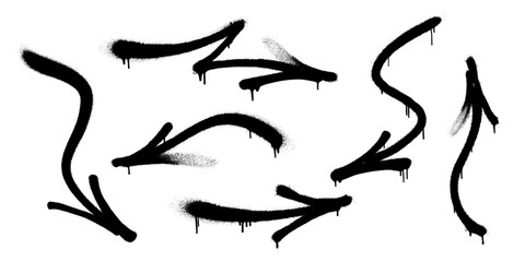 Graffiti arrow with overspray in black over white. Vector graffiti image