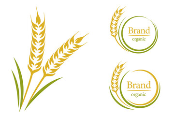 Organic harvest symbol, wheat silhouette, ear of wheat, whole grain symbol for making bread