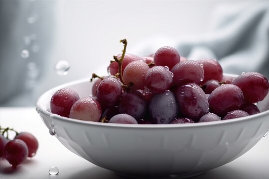 Fresh grapes in a white bowl. Ingredients for juice, salad, dishes, cuisine.