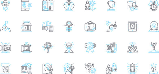Obraz premium Product design linear icons set. Aesthetics, Ergonomics, Innovation, Functionality, Prototyping, Sketching, Form line vector and concept signs. Materiality,Usability,User-centered outline