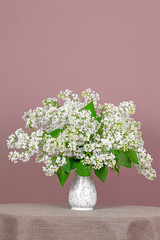 Fototapeta na wymiar White lilac flowers in vase