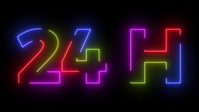 24 H colored text. Laser vintage effect. Infinite loopable