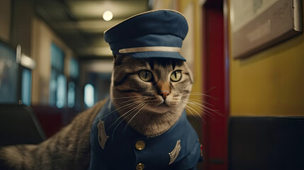 statue of a cat in uniform created with generative ai