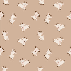 Simple and cute happy deer, fawn seamless pattern for kids. Creative kids texture for fabric, wrapping, textile, wallpaper, apparel etc. 