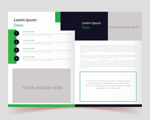 green color template layout design for company profile, magazine, presentations, flyers, school admission design, book, book cover, post design, annual report, brochures, leaflet